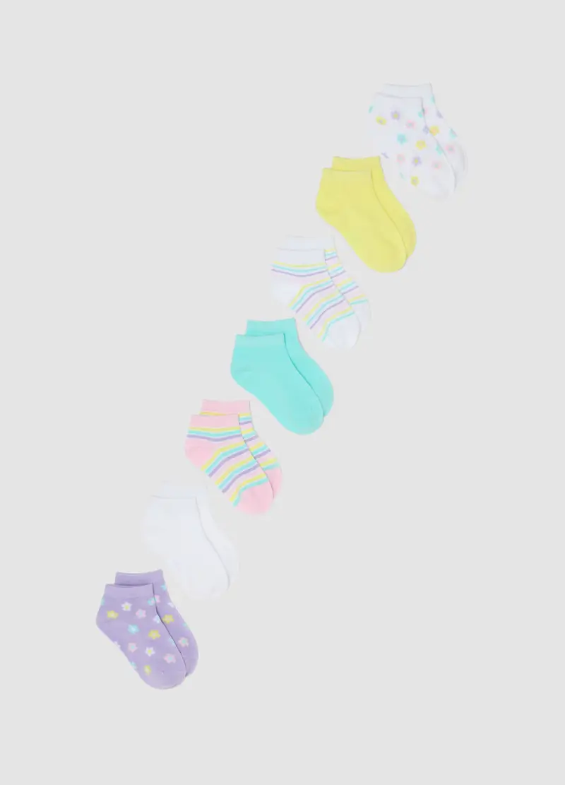 Multipack Calze Corte In Misto Cotone Biologico Multicolor Da Bambina, Multicolor