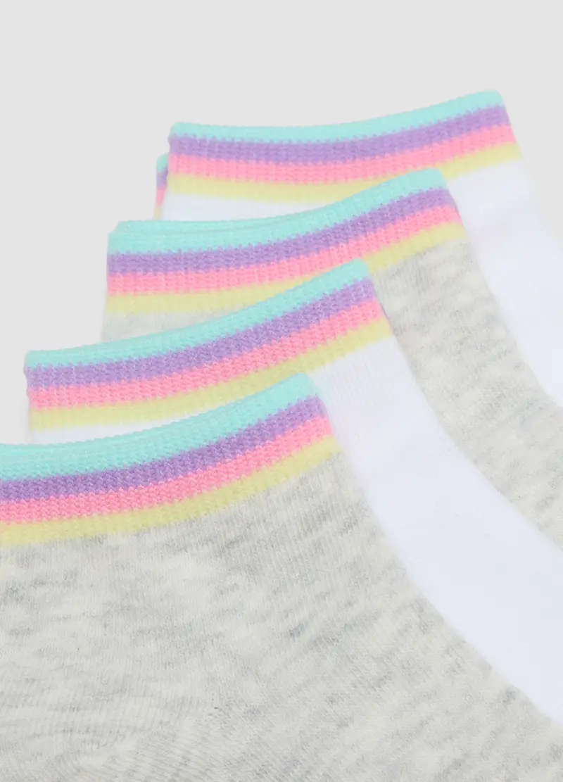 Multipack Calze Corte In Misto Cotone Multicolor A Righe Da Bambina, Multicolor miniatura 3