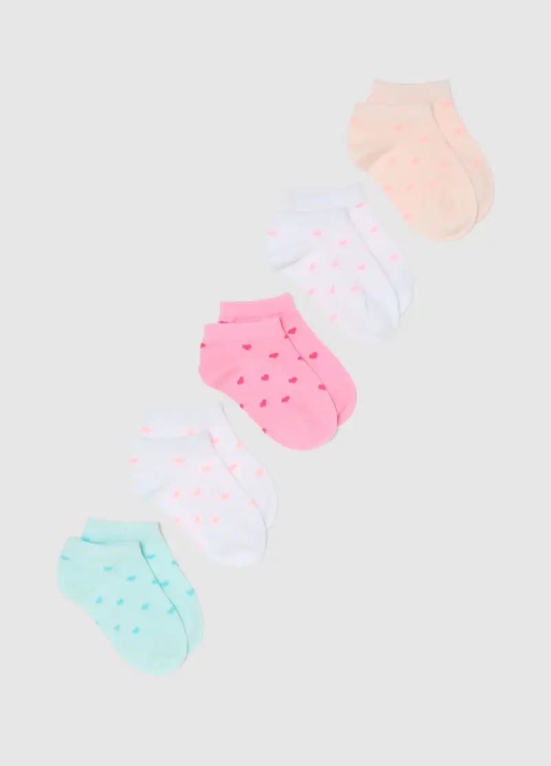 Multipack Calzini In Misto Cotone Multicolor Da Bambina Con Cuori, Multicolor