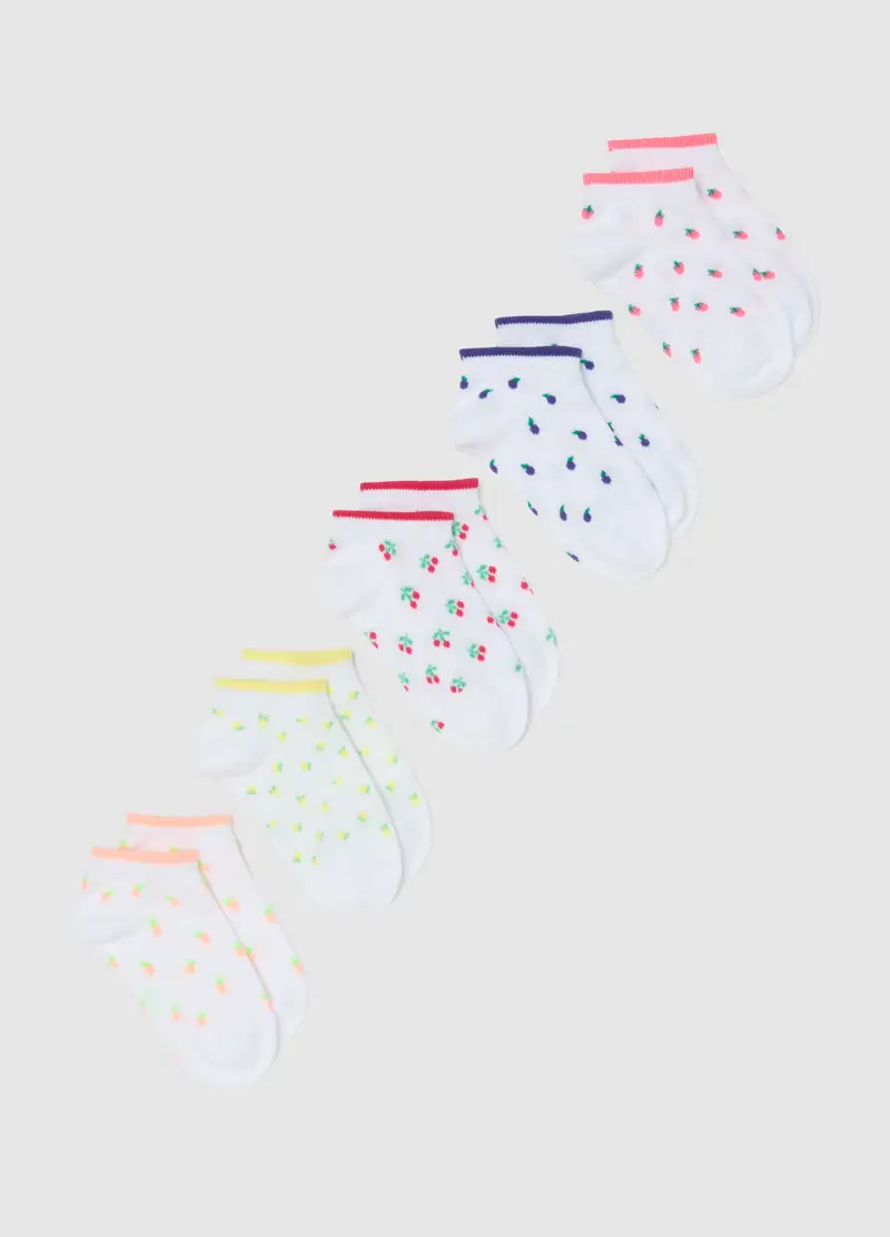 Multipack Calzini In Misto Cotone Multicolor Da Bambina Con Frutta, Multicolor