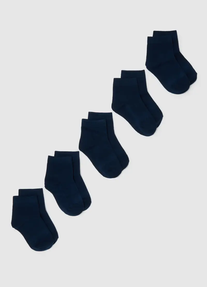 Multipack Di Cinque Calzini Blu Per Bambino, Blu