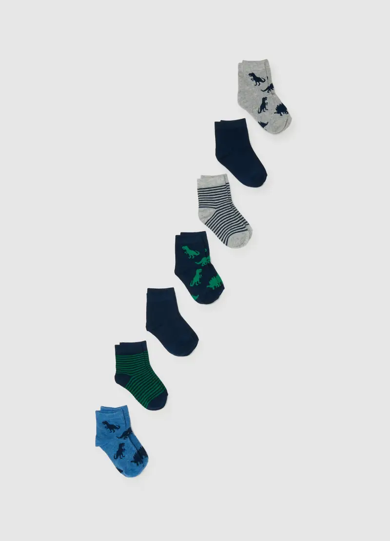 Multipack Di Sette Calze Corte Da Bambino In Cotone, Multicolor