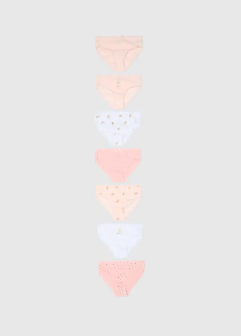 Multipack Mutandine Da Bambina In Puro Cotone Multicolor, Multicolor