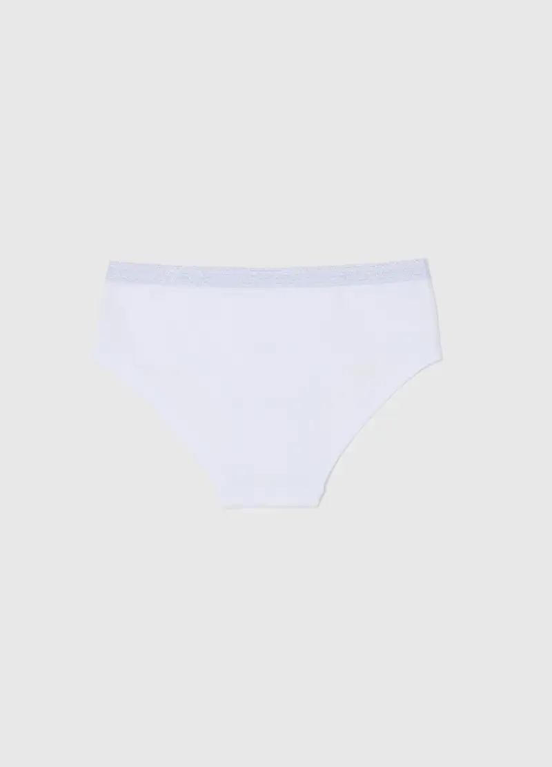 Mutandine In Cotone Elasticizzato Bianche Per Bambina, Bianco miniatura 2