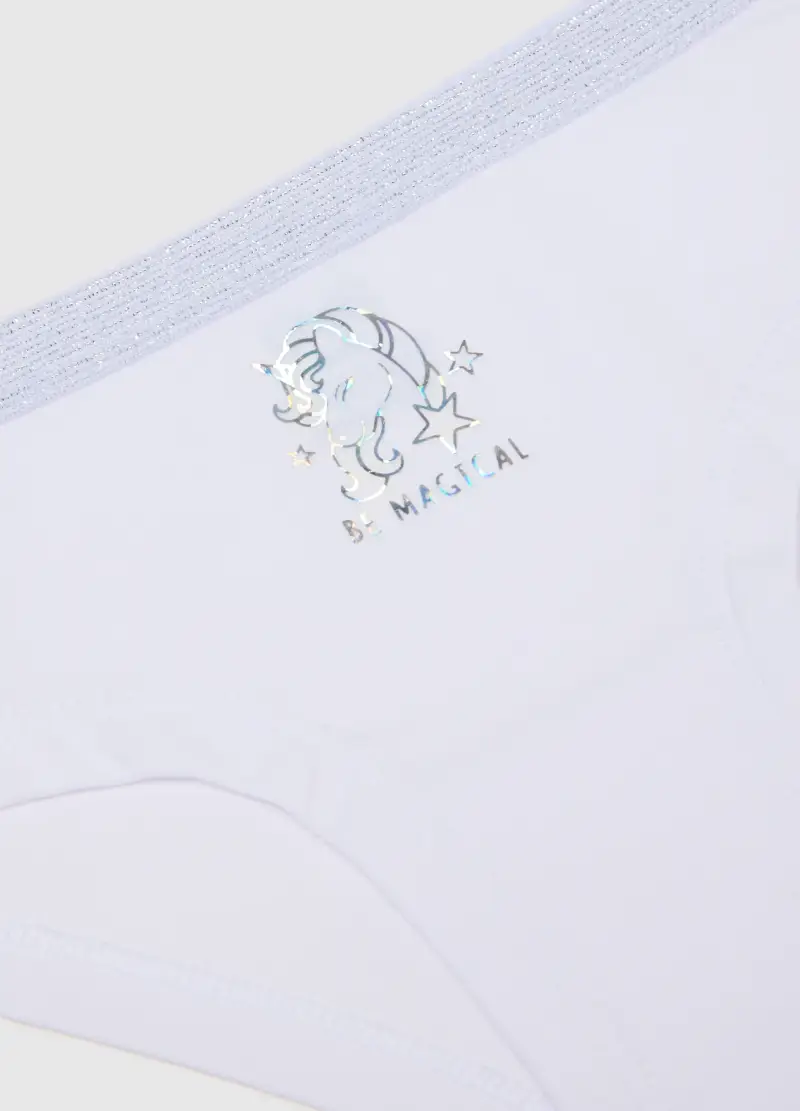 Mutandine In Cotone Elasticizzato Bianche Per Bambina, Bianco miniatura 3