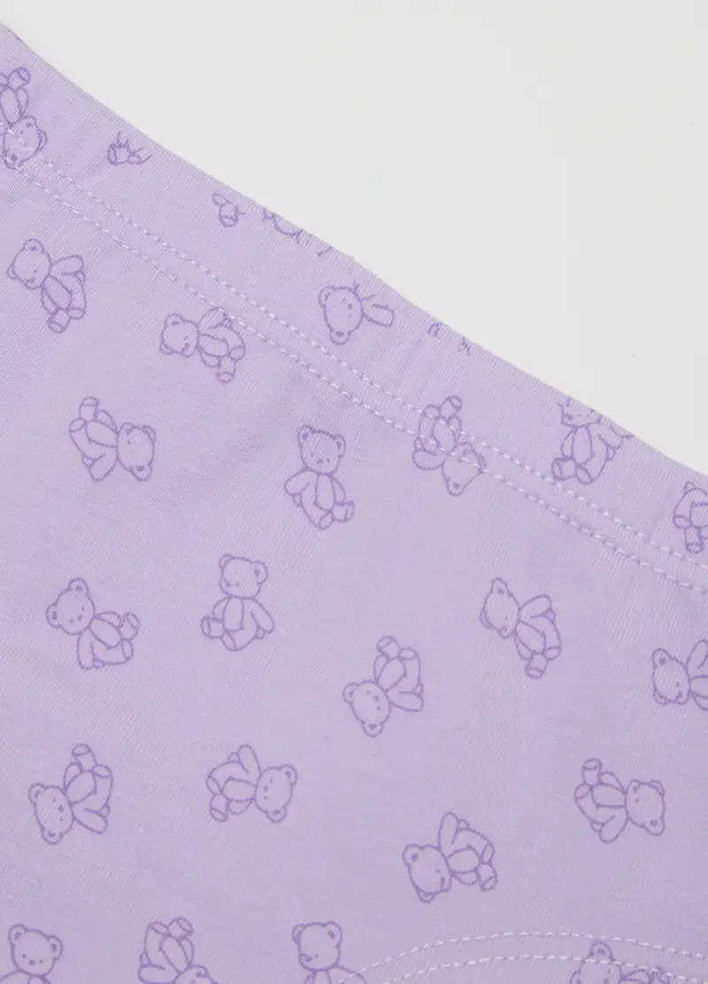 Mutandine In Cotone Elasticizzato Multicolor Da Bambina Con Orsacchiotti, Viola miniatura 3