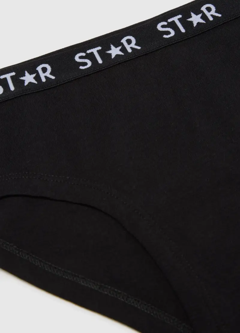 Mutandine In Cotone Elasticizzato Nere Per Bambina Regular Fit, Nero miniatura 3