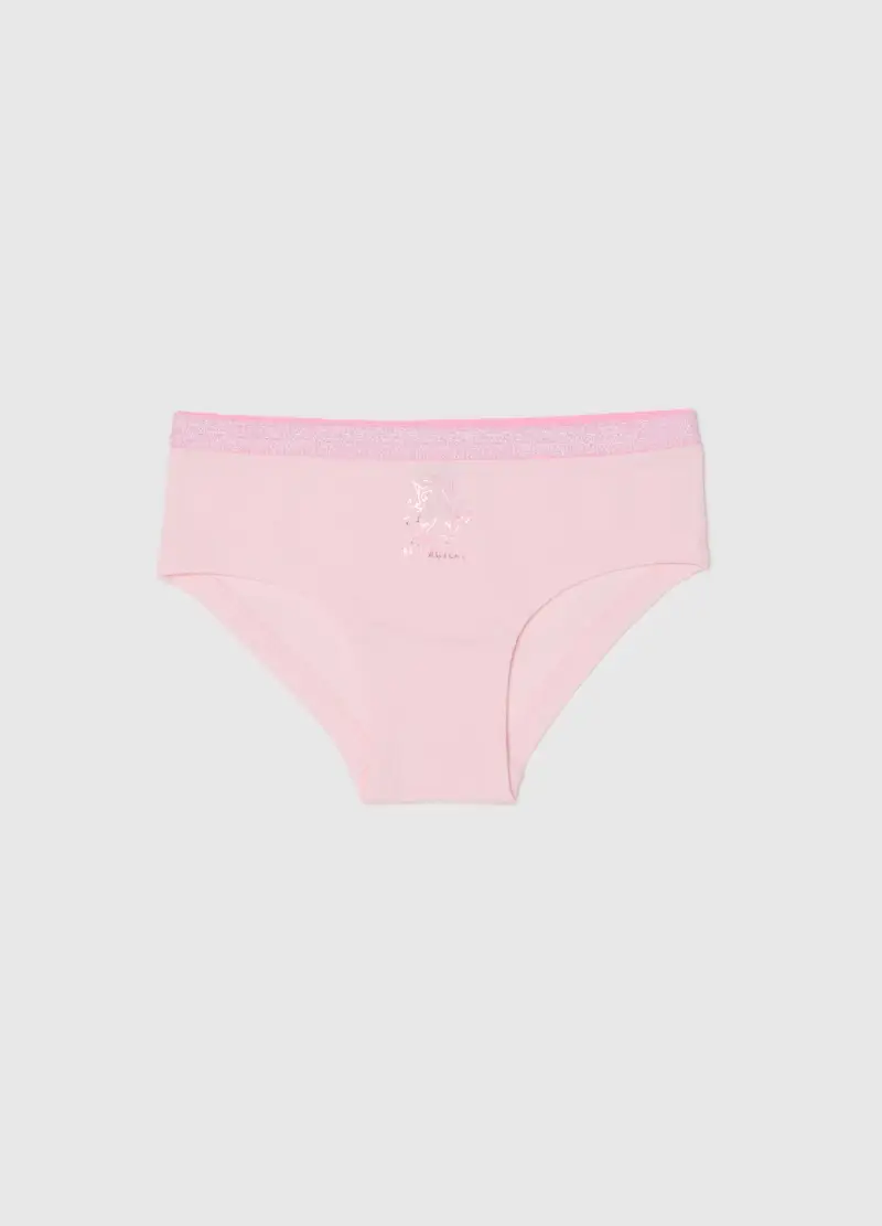 Mutandine In Cotone Elasticizzato Rosa Per Bambina, Rosa