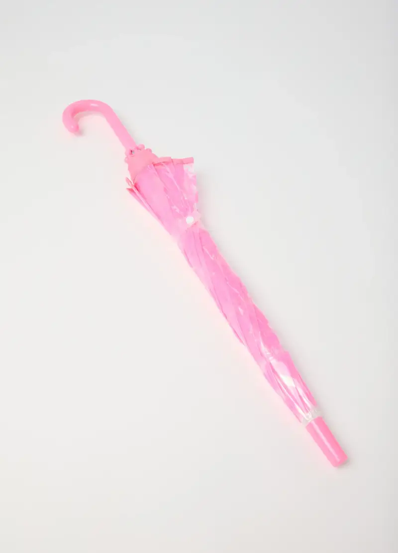 Ombrello Trasparente Da Bambina Con Cuori Rosa, Rosa miniatura 3