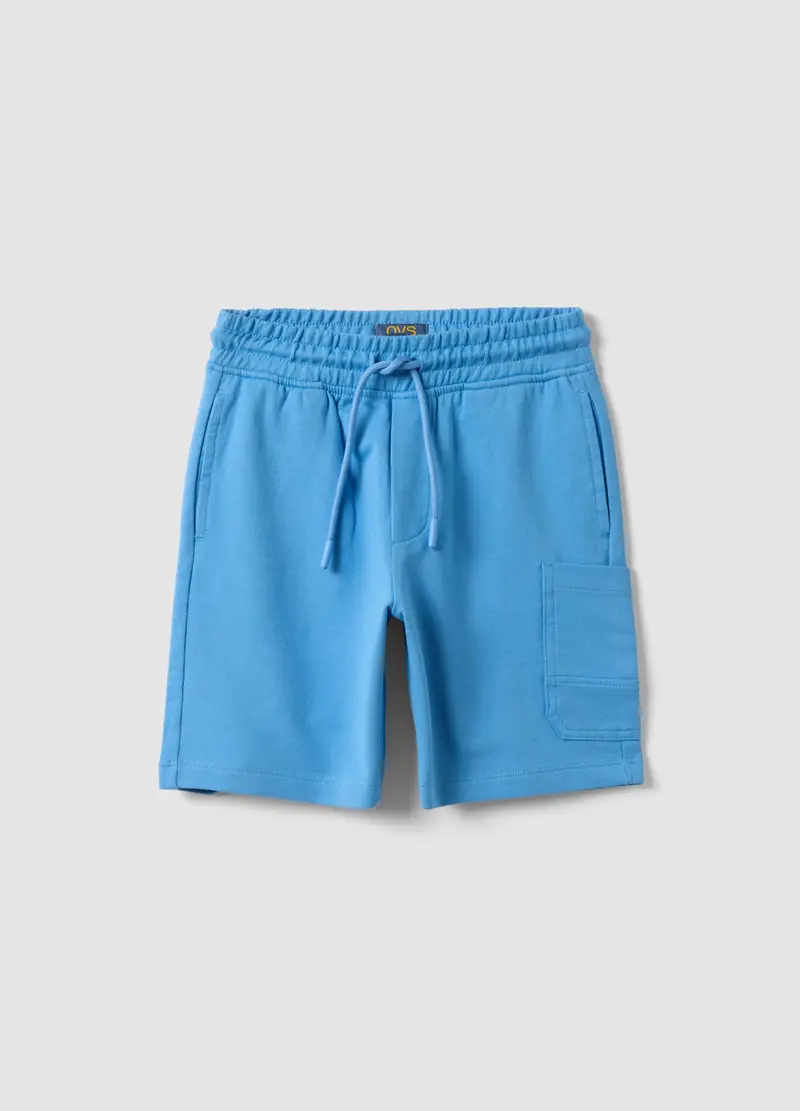 Pantaloncini In Puro Cotone Azzurri Da Bambino Regular Fit, Azzurro