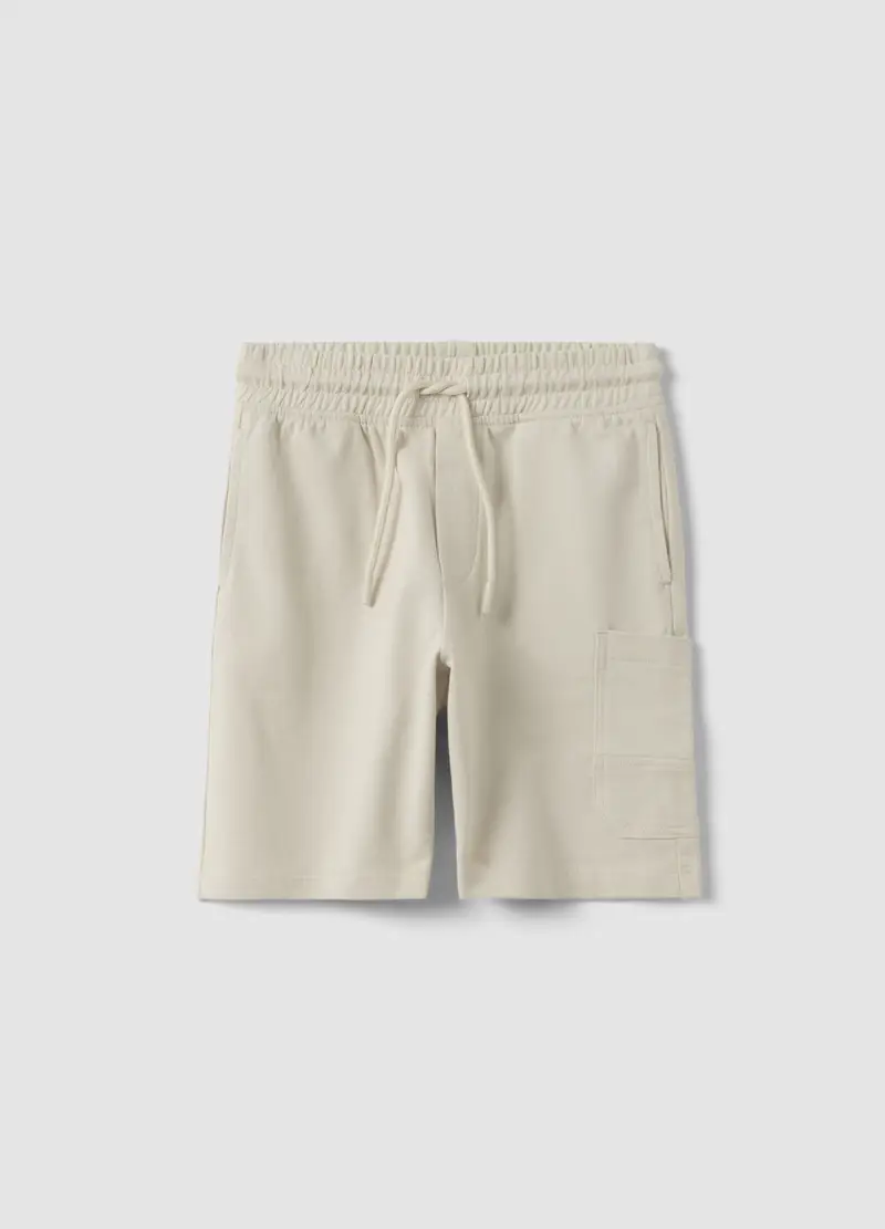 Pantaloncini In Puro Cotone Beige Da Bambino Regular Fit, Beige