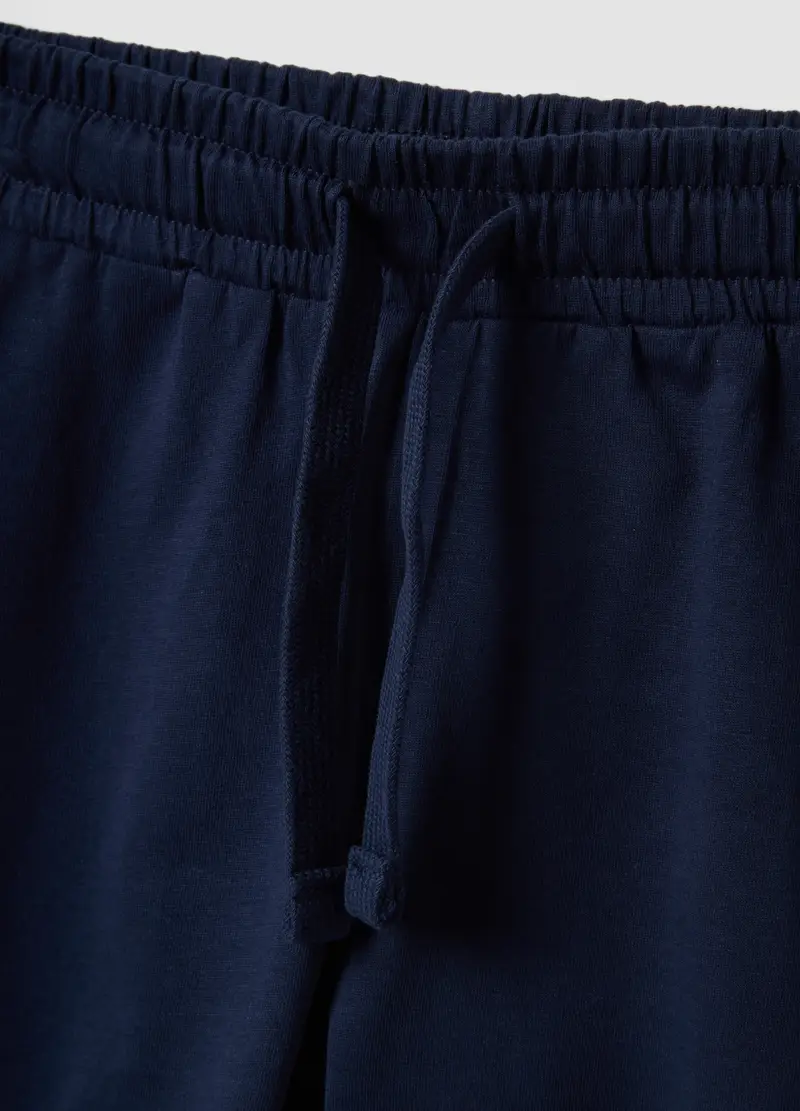 Pantaloncini In Puro Cotone Blu Da Bambina Regular Fit, Blu miniatura 3