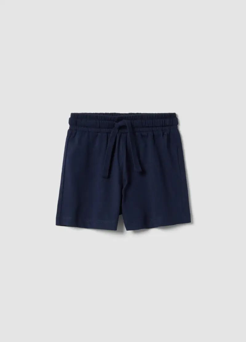 Pantaloncini In Puro Cotone Blu Da Bambina Regular Fit, Blu