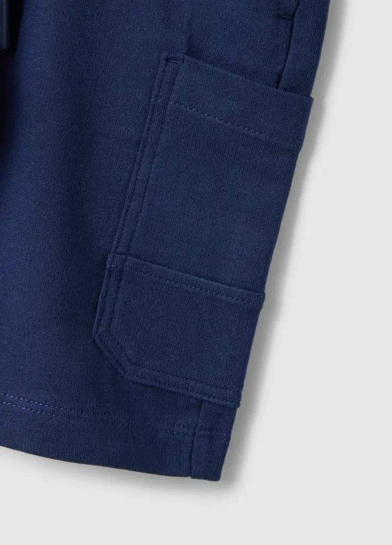 Pantaloncini In Puro Cotone Blu Da Bambino Regular Fit, Blu miniatura 3