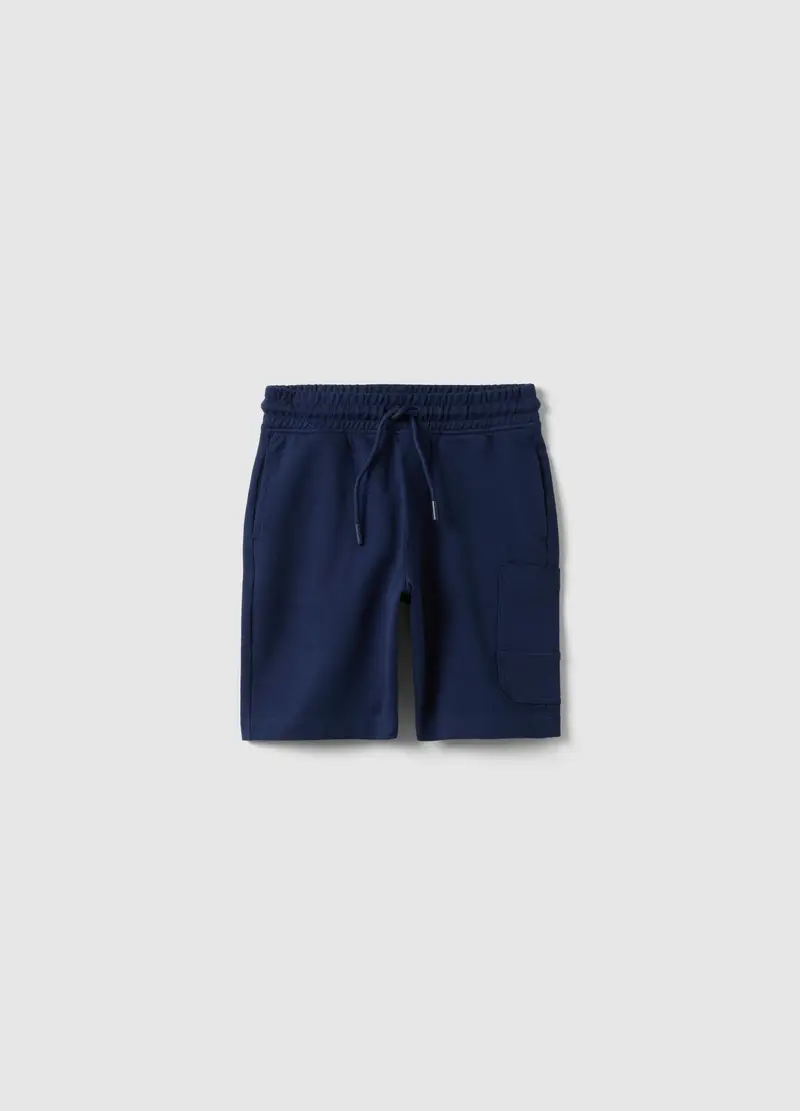 Pantaloncini In Puro Cotone Blu Da Bambino Regular Fit, Blu