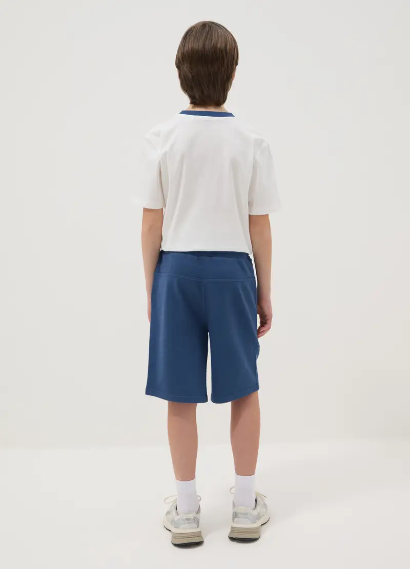 Pantaloncini In Puro Cotone Blu Da Ragazzo Regular Fit, Bambino, Blu miniatura 3