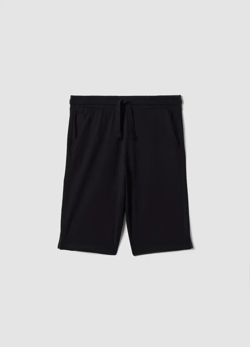 Pantaloncini In Puro Cotone Nero Da Ragazzo Comfort Fit, Bambino, Nero