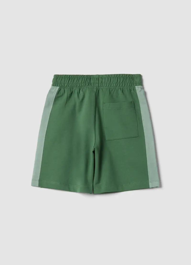 Pantaloncini In Puro Cotone Verde Regular Fit Per Bambino, Verde miniatura 2