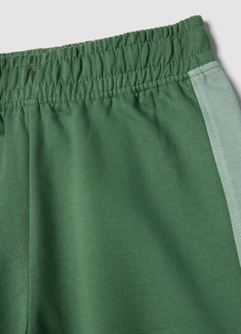Pantaloncini In Puro Cotone Verde Regular Fit Per Bambino, Verde miniatura 3