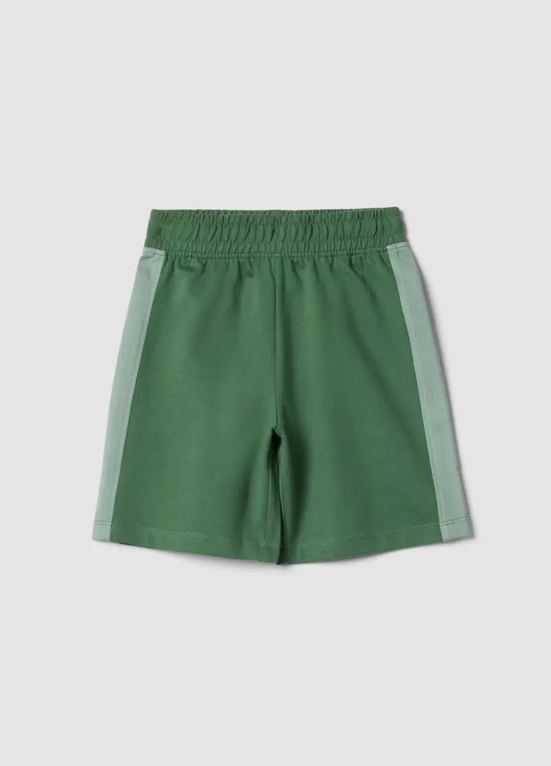 Pantaloncini In Puro Cotone Verde Regular Fit Per Bambino, Verde