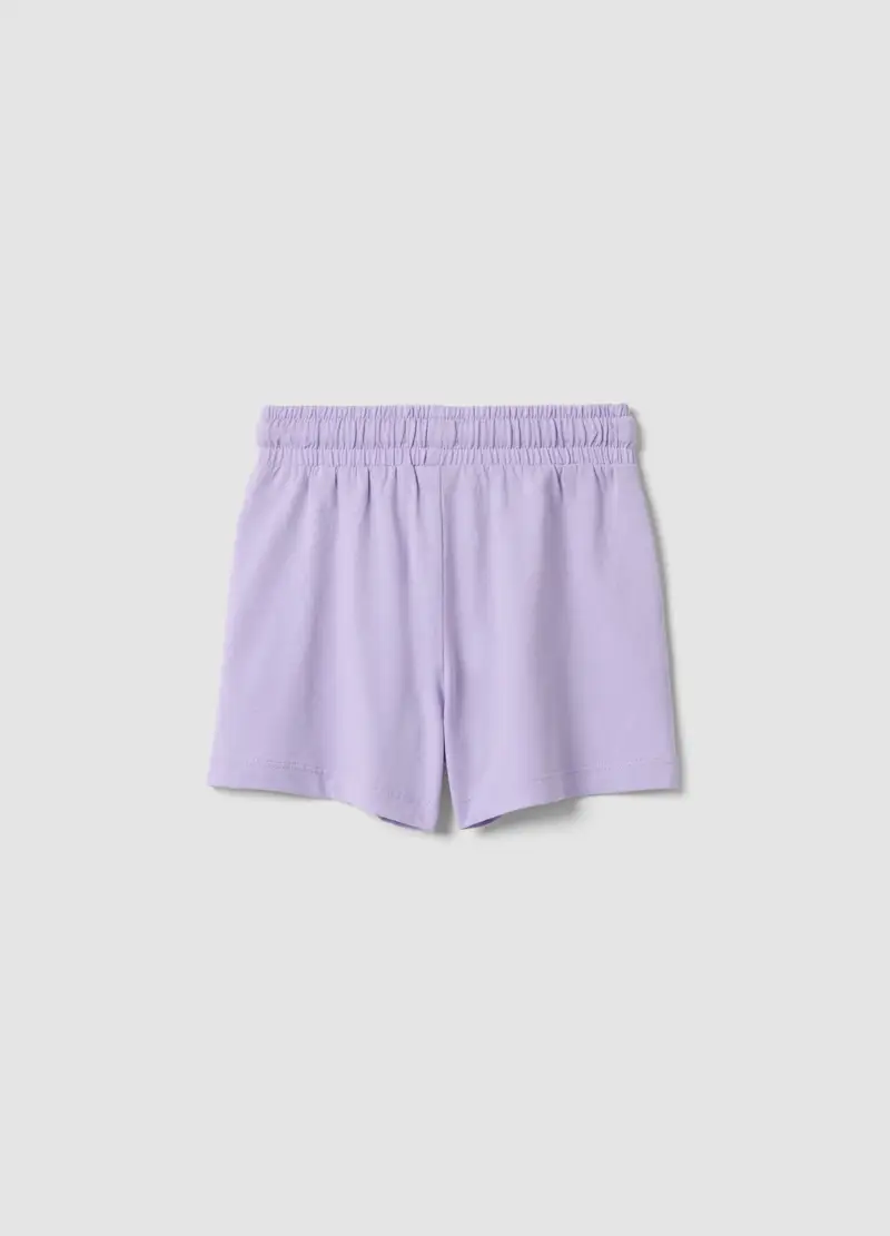 Pantaloncini In Puro Cotone Viola Da Bambina Regular Fit, Viola miniatura 2