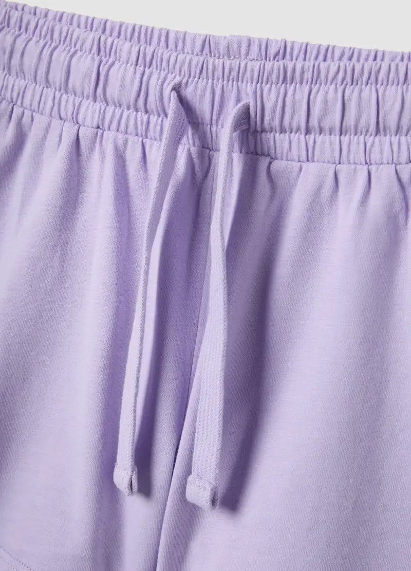 Pantaloncini In Puro Cotone Viola Da Bambina Regular Fit, Viola miniatura 3