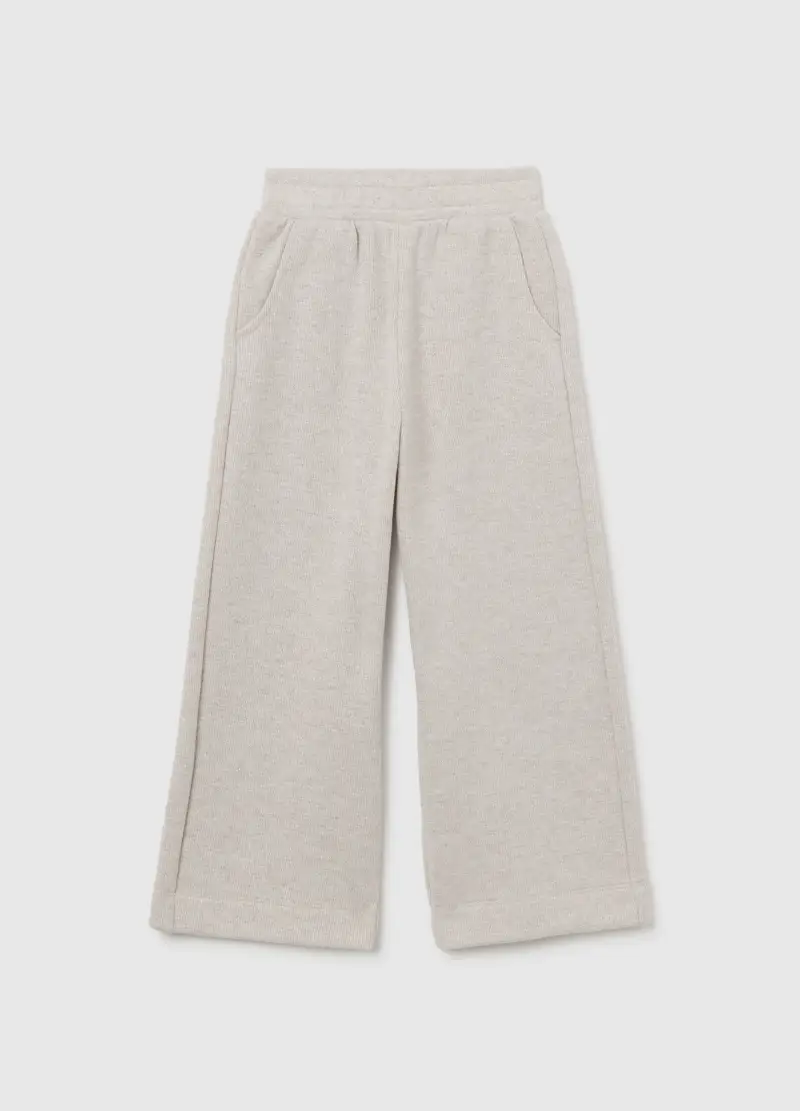 Pantalone Jogger Elasticizzato Beige Da Bambina Regular Fit, Beige