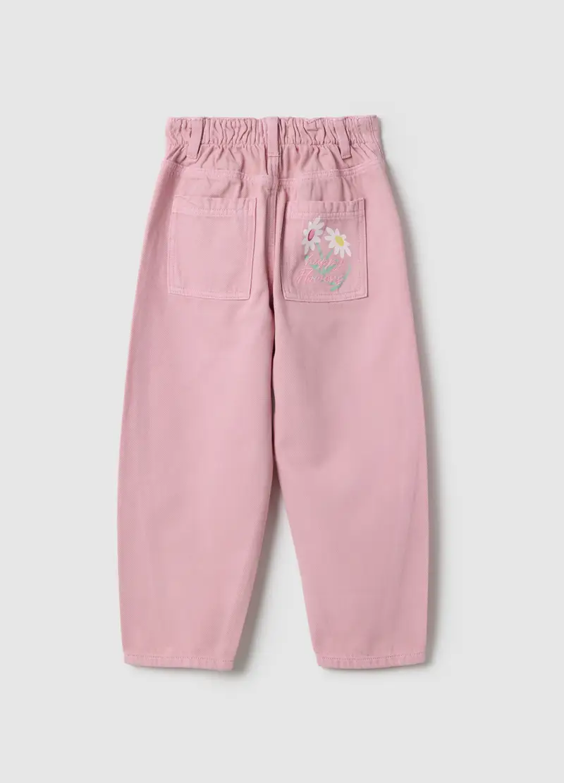 Ovs Kids Pantaloni Baggy Rosa in Puro Cotone per Bambina miniatura 2