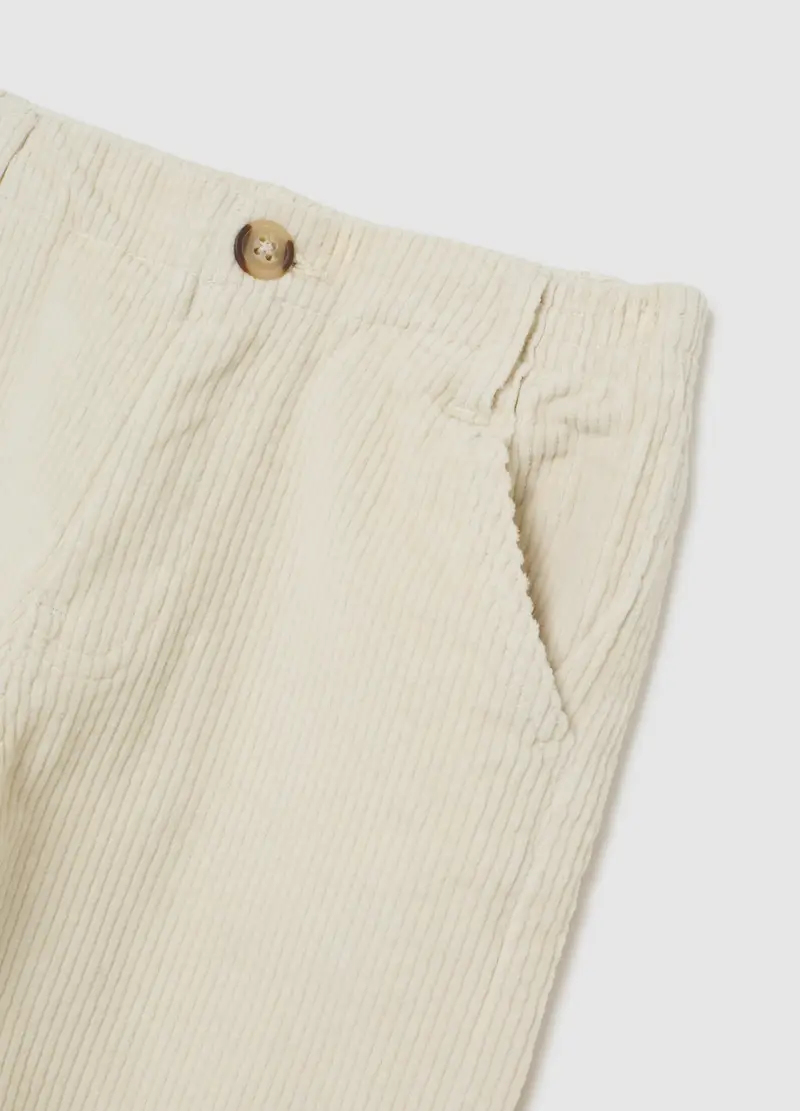 Pantaloni Beige Da Bambino In Misto Cotone A Coste Regular Fit, Beige miniatura 3