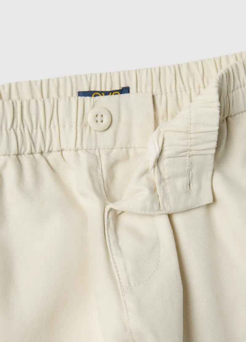Pantaloni Beige Da Bambino In Puro Cotone Regular Fit, Beige miniatura 3
