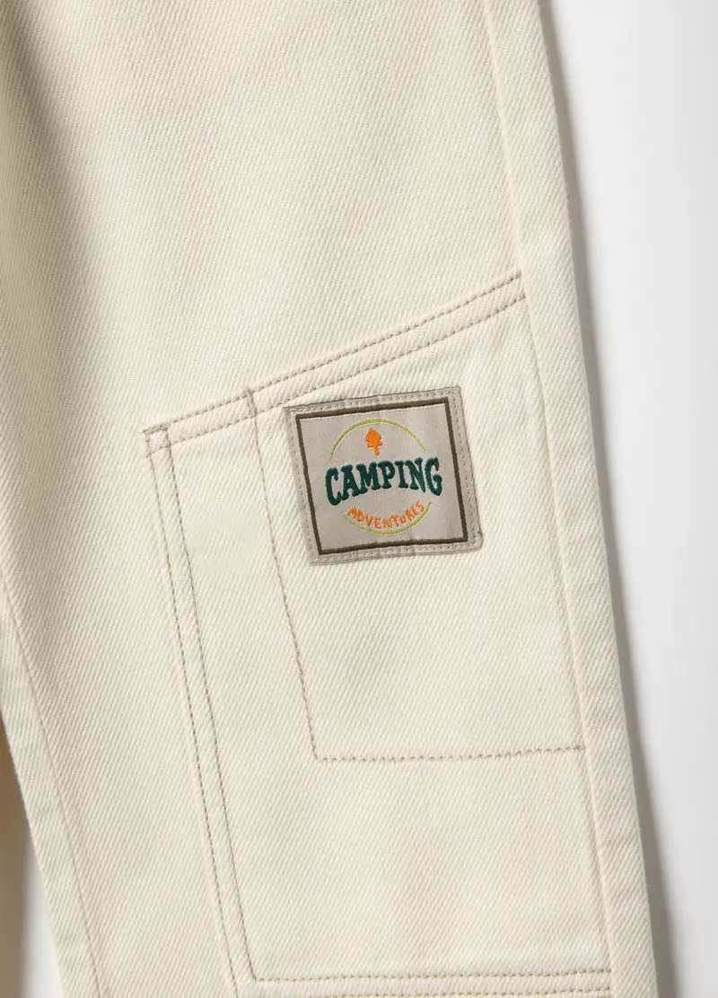 Pantaloni Beige In Ouro Cotone Per Bambino, Beige miniatura 3