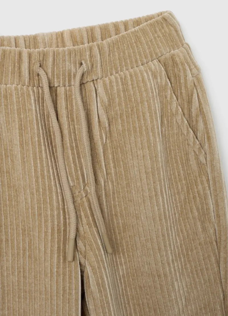 Pantaloni Beige In Tessuto Elasticizzato, Bambino, Beige miniatura 3