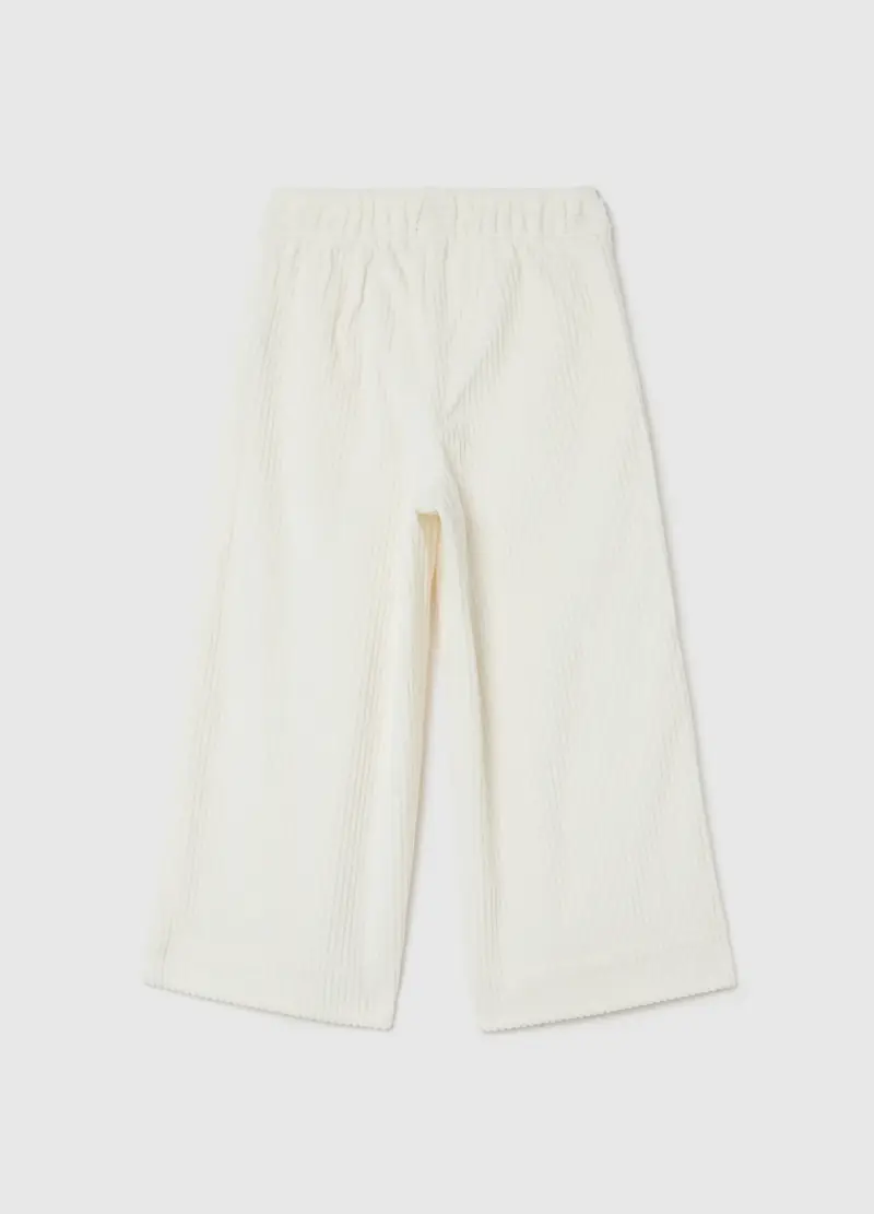 Pantaloni Bianchi A Vita Regolare In Misto Tessuto, Bambina, Bianco miniatura 2