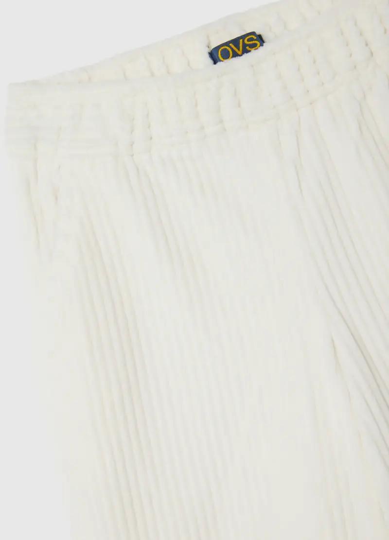 Pantaloni Bianchi A Vita Regolare In Misto Tessuto, Bambina, Bianco miniatura 3