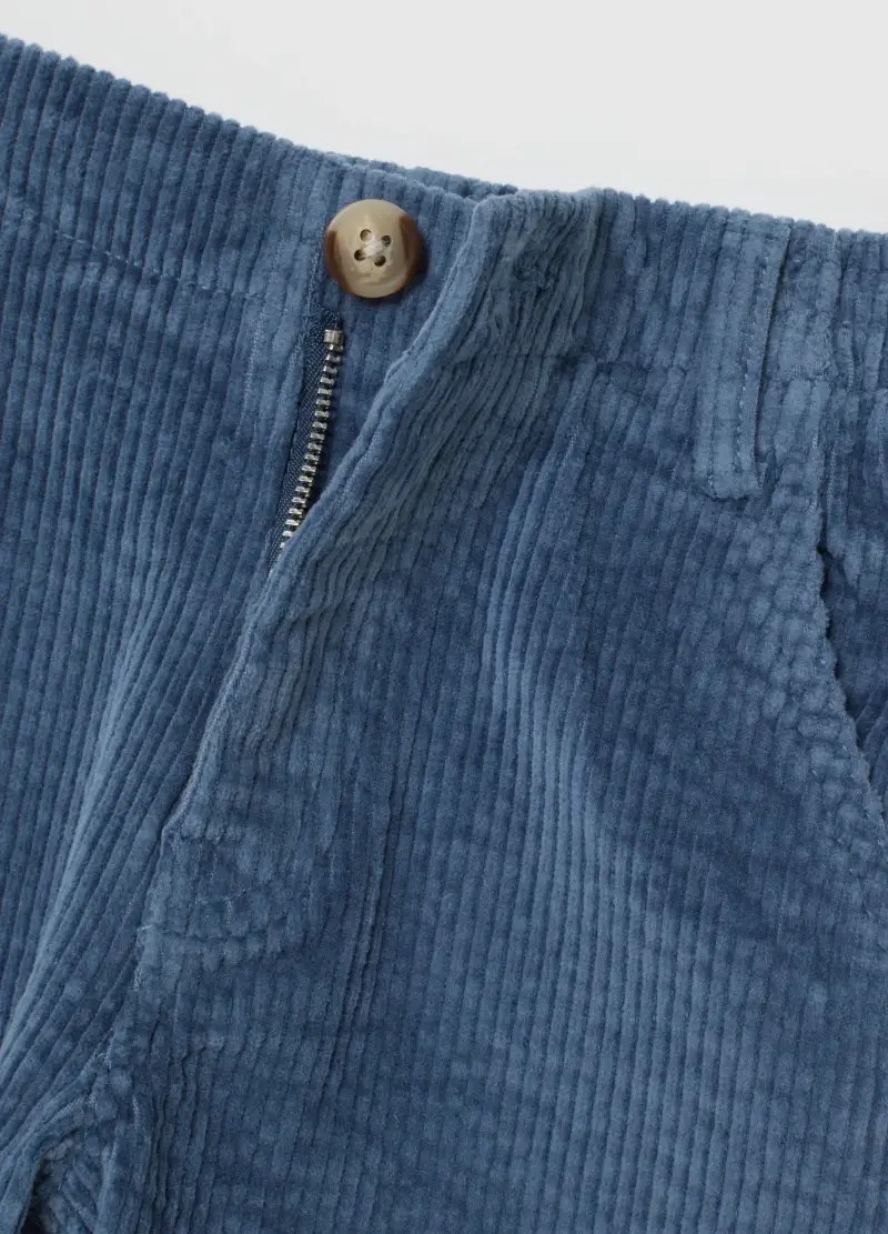 Pantaloni Blu Da Bambino In Misto Cotone A Coste Regular Fit, Blu miniatura 3