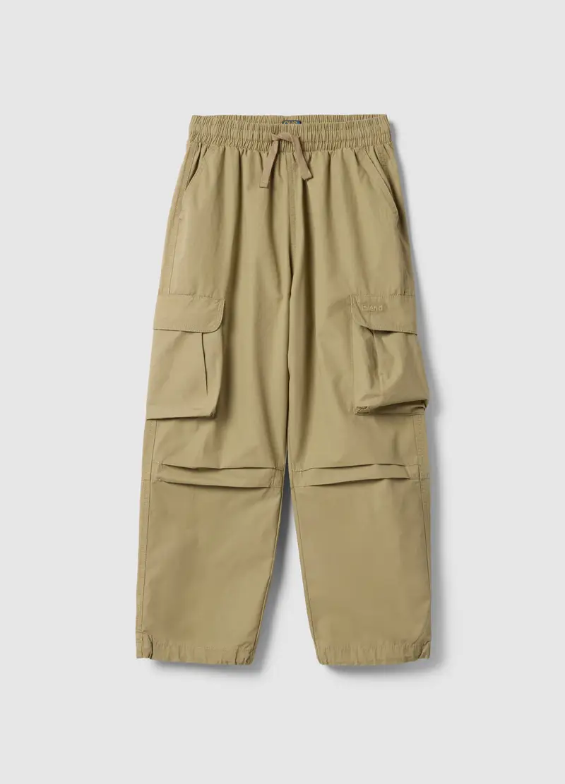 Pantaloni Cargo Beige In Puro Cotone Regular Fit Da Ragazzo, Bambino, Beige