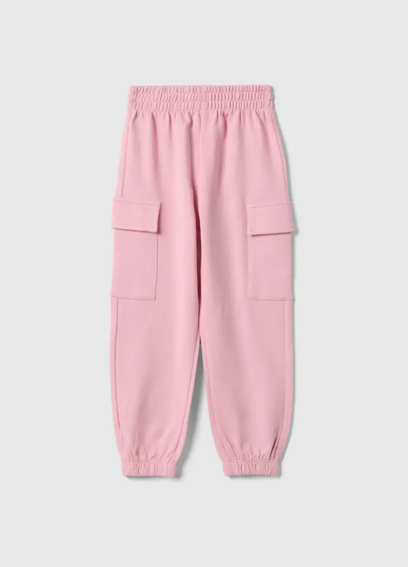 Pantaloni Cargo In Puro Cotone Rosa Da Bambina Regular Fit, Rosa