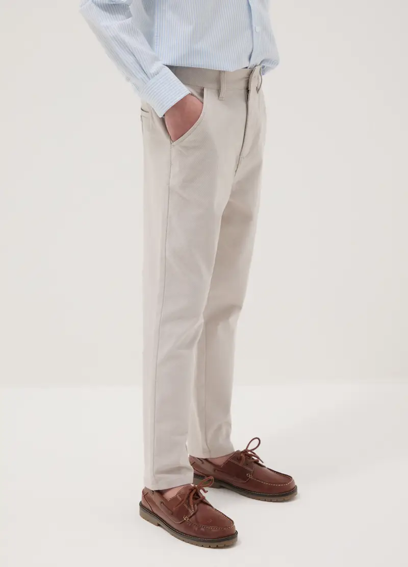 Pantaloni Chino In Cotone Elasticizzato Beige Da Ragazzo Regular Fit, Bambino, Beige miniatura 2