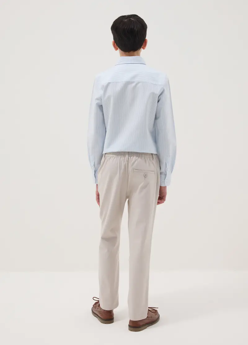 Pantaloni Chino In Cotone Elasticizzato Beige Da Ragazzo Regular Fit, Bambino, Beige miniatura 3