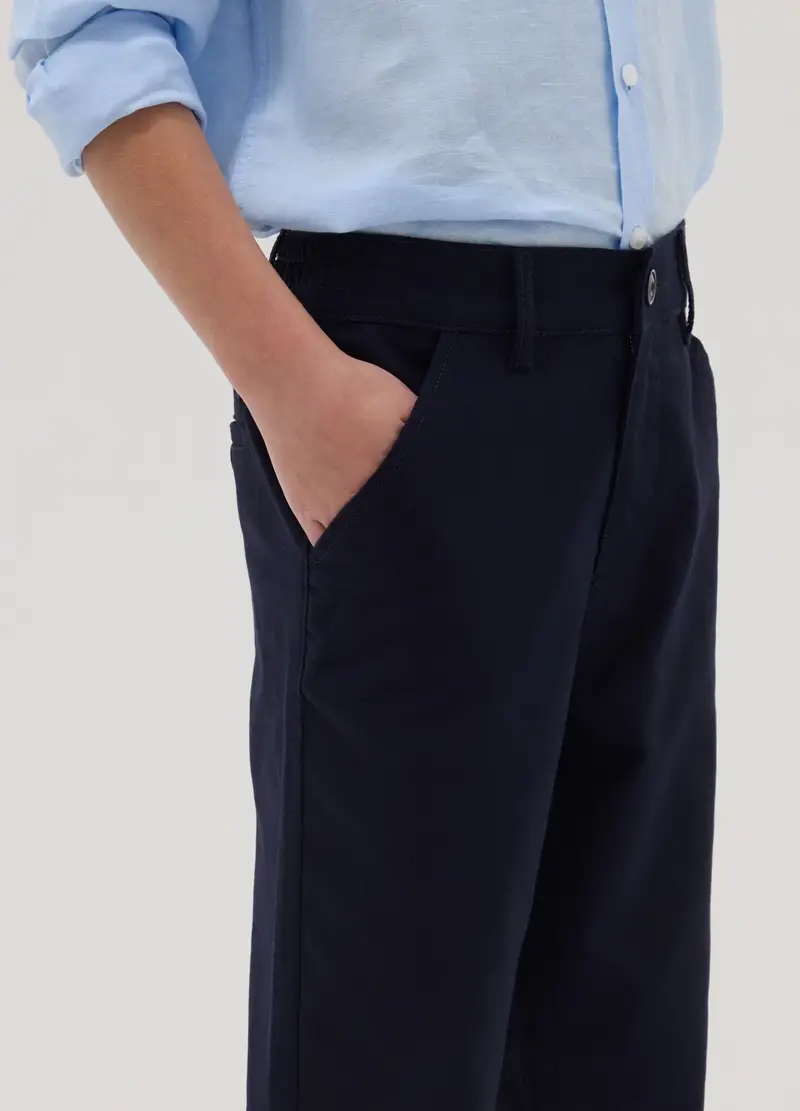 Pantaloni Chino In Cotone Elasticizzato Blu Da Ragazzo Regular Fit, Bambino, Blu miniatura 2
