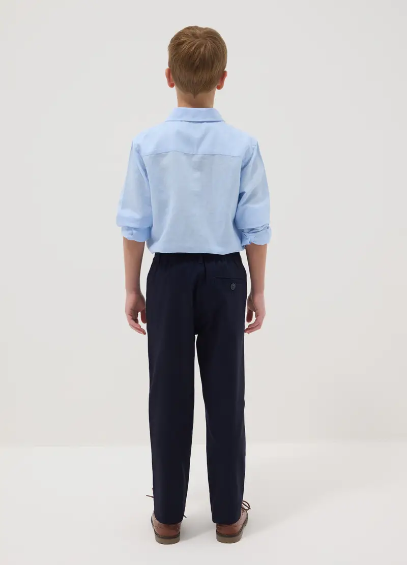 Pantaloni Chino In Cotone Elasticizzato Blu Da Ragazzo Regular Fit, Bambino, Blu miniatura 3