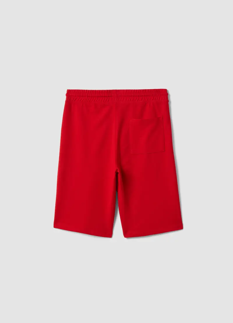 Pantaloni Corti In Misto Cotone Rosso Da Ragazzo Comfort Fit, Bambino, Rosso miniatura 2