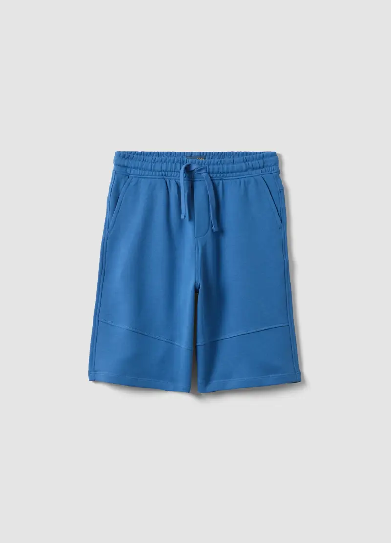 Pantaloni Corti In Puro Cotone Blu Da Ragazzo Comfort Fit, Bambino, Blu