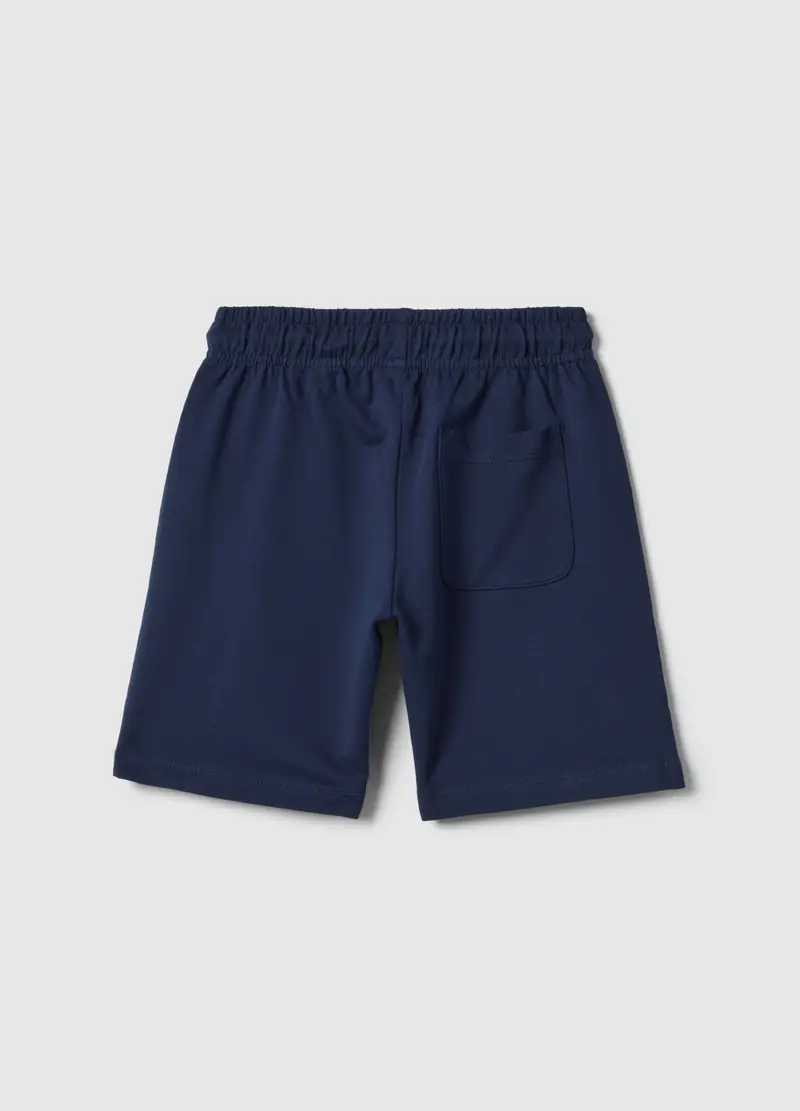 Pantaloni Corti In Puro Cotone Blu Regular Fit Per Bambino, Blu miniatura 2