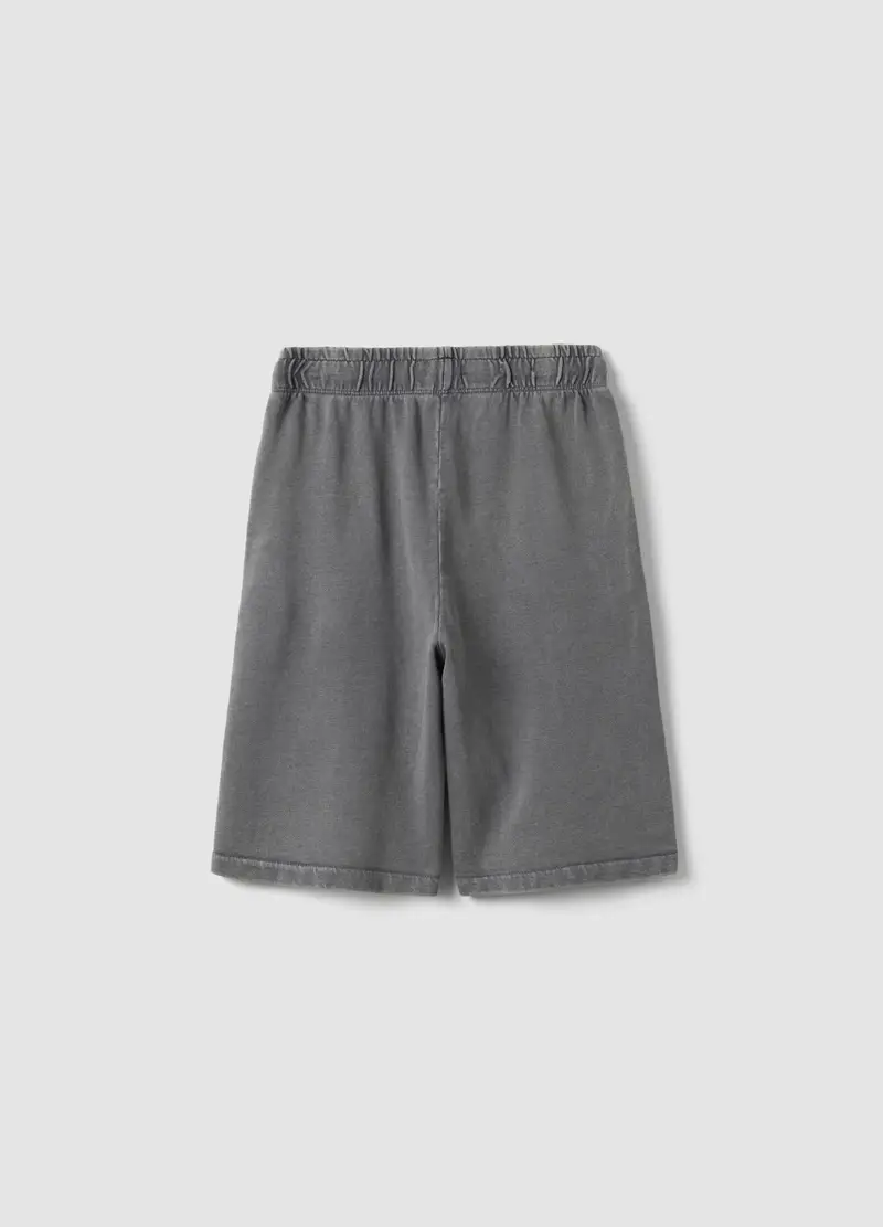 Pantaloni Corti In Puro Cotone Grigio Da Ragazzo Comfort Fit, Bambino, Grigio miniatura 2