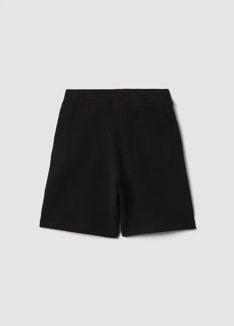 Pantaloni Corti In Puro Cotone Nero Da Bambino Slim Fit, Nero miniatura 2