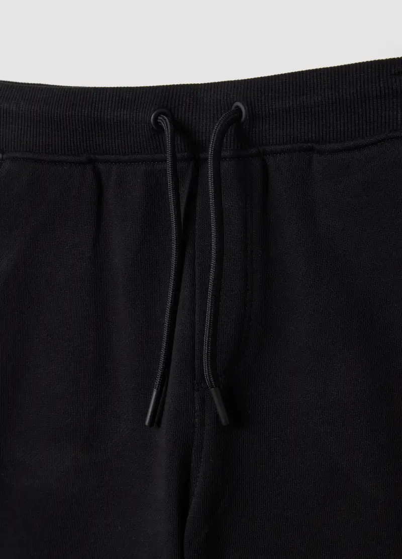 Pantaloni Corti In Puro Cotone Nero Da Bambino Slim Fit, Nero miniatura 3
