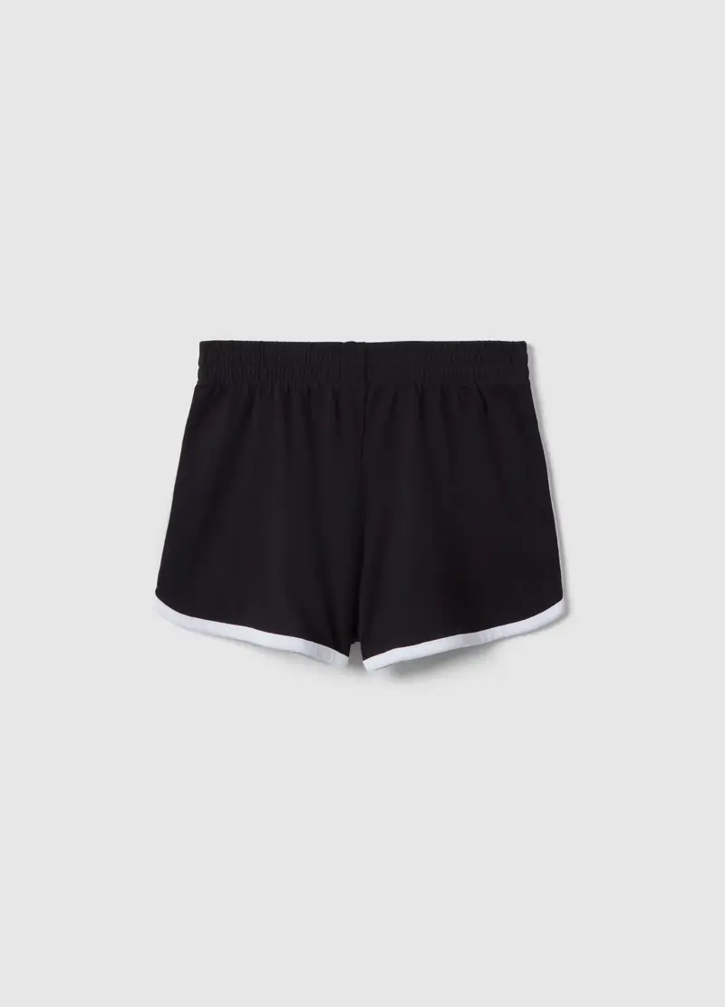 Pantaloni Corti In Puro Cotone Nero Da Ragazza Slim Fit, Bambina, Nero miniatura 2