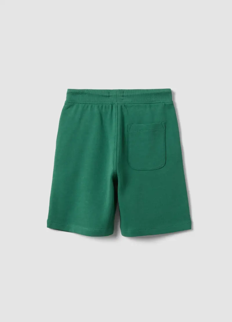 Pantaloni Corti In Puro Cotone Verde Da Bambino Slim Fit, Verde miniatura 2