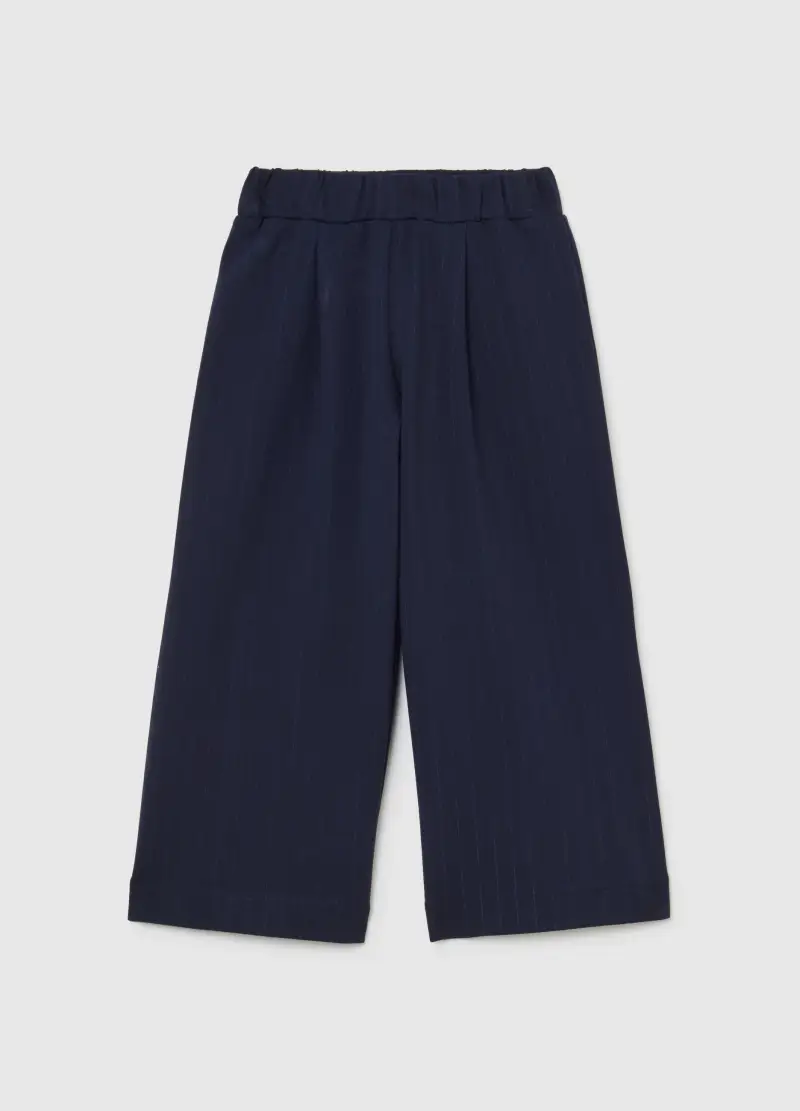 Pantaloni Culotte Da Bambina Blu Wide Leg, Blu